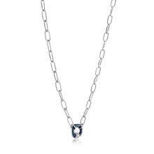 Load image into Gallery viewer, Navy Blue Enamel Carabiner Silver Necklace