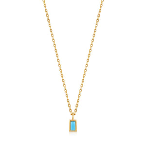 Turquoise Drop Pendant Gold Necklace