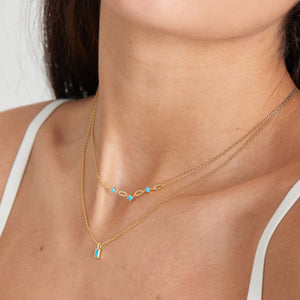 Turquoise Gold Link Necklace