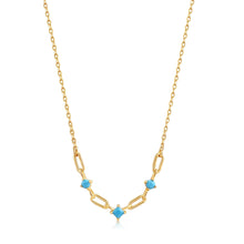 Load image into Gallery viewer, Turquoise Gold Link Necklace