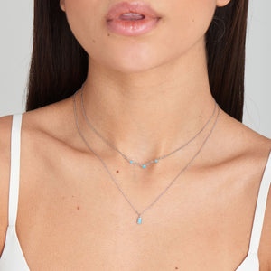Turquoise Drop Pendant Silver Necklace