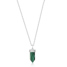 Load image into Gallery viewer, Silver Malachite Point Pendant Necklace