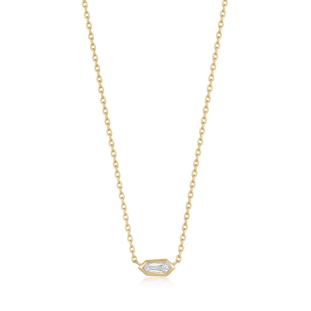 Gold Sparkle Emblem Chain Necklace