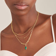 Load image into Gallery viewer, Gold Malachite Emblem Pendant Necklace