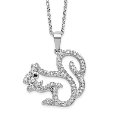 Squirrel Necklace - Rhodium-plated CZ with Black CZ Eye