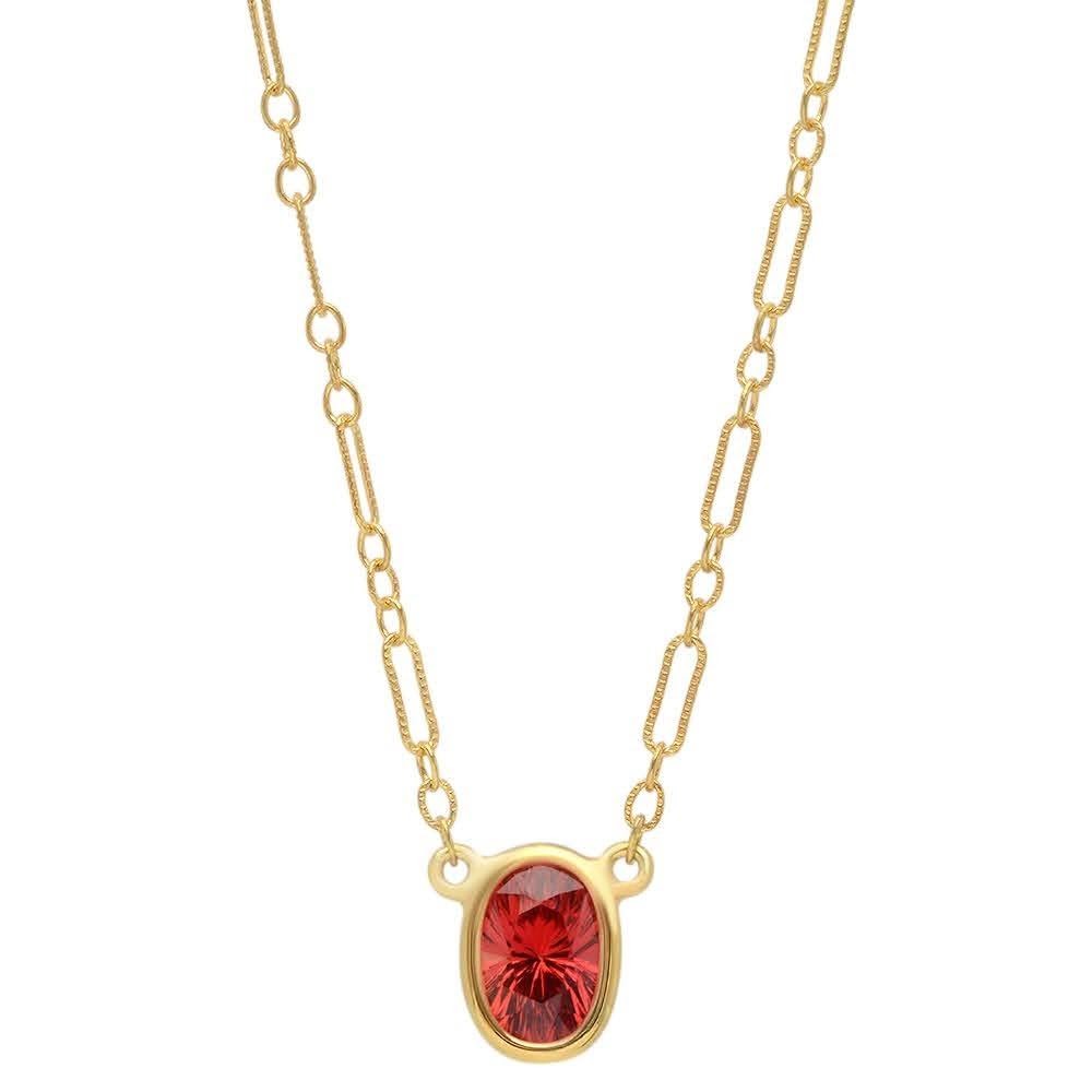Fire Orange Sapphire Oval Necklace