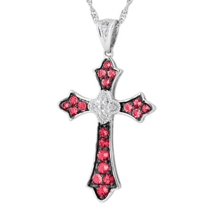 Created Ruby and CZ Cross Necklace