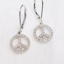 Load image into Gallery viewer, Diamond Peace Dangle Earrings in Sterling Silver