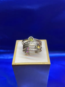 Citrine and Peridot Sterling Silver Movement Ring