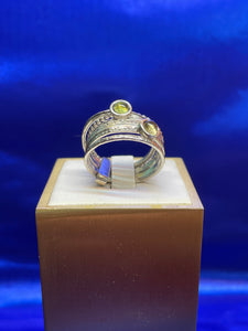 Citrine and Peridot Sterling Silver Movement Ring