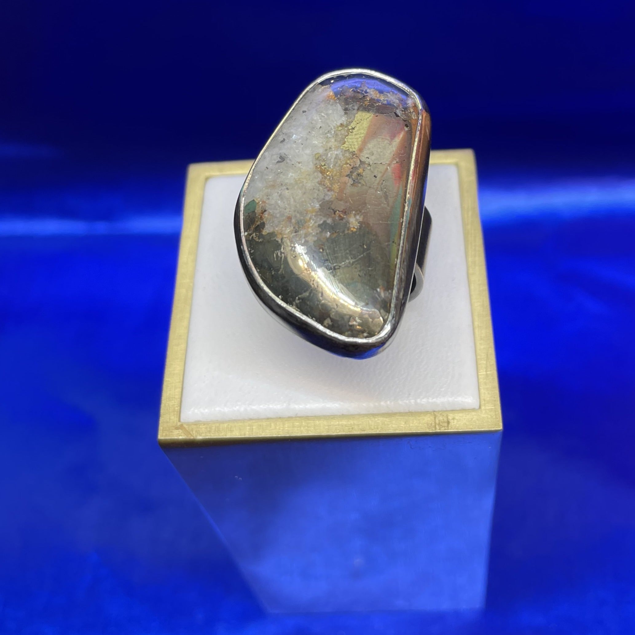 Pyrite in Quartz Free Form Ring