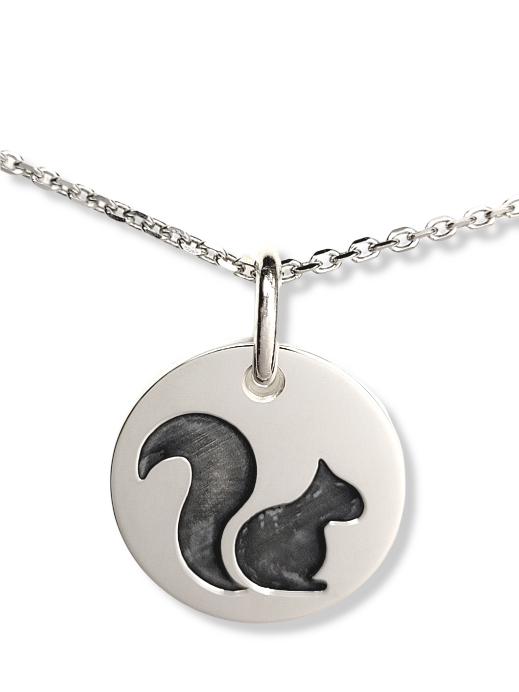 Black Squirrel  Medallion Style Necklace-Small