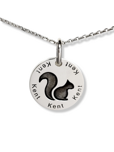"KENT KENT KENT..." Black Squirrel Medallion Style Necklace-Small