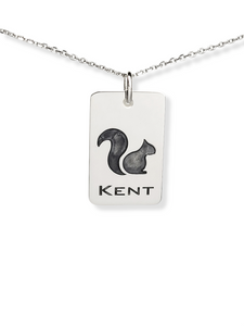 "KENT" Black Squirrel Tag Style Necklace-Small