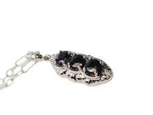 Load image into Gallery viewer, Sapphire, diamond and sterling silver pendant
