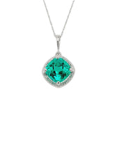 Load image into Gallery viewer, Emerald and Diamond Halo Necklace