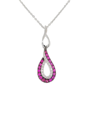 Ruby and diamond 14k white gold pendant