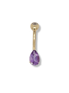 Amethyst and Diamond Belly Button Navel Ring