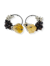 Load image into Gallery viewer, Citrine Smoky Quartz and Pearl Hoop Earrings