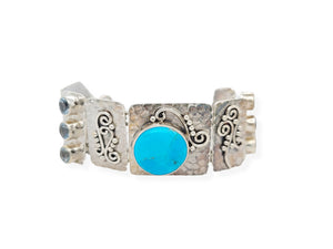 Sterling Silver Turquoise and Blue Topaz Bracelet