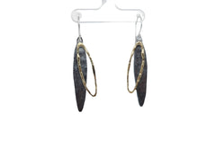 Load image into Gallery viewer, Oval Gold Plate Sterling Silver, Oxidized Sterling Silver, and Sterling Silver Earrings