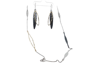 Oval Gold Plate Sterling Silver, Oxidized Sterling Silver, and Sterling Silver Earrings