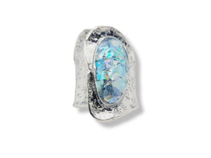Sterling Silver and Roman Glass Patina Ring