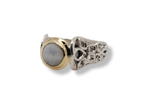 Gold and Sterling Moonstone Ring