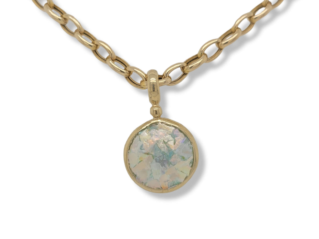 14K Gold Ancient Roman Glass Necklace