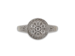 Sterling Silver 0.10ctw Diamond Halo Ring
