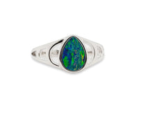Load image into Gallery viewer, Sterling Silver Australian Opal Teardrop Doublet Ring