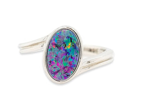 Sterling Silver Australian Opal Doublet Ring