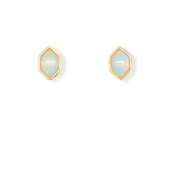 14KY Australian Opal Hexagon Earrings