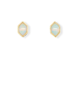 14KY Australian Opal Hexagon Earrings