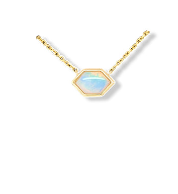 14KY Australian Opal Hexagon Necklace