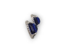 Load image into Gallery viewer, 14KW Lab Sapphire and Nat. Diamond Halo Studs