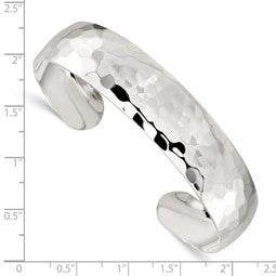 Sterling Silver 13.5mm Hammered Cuff Bangle