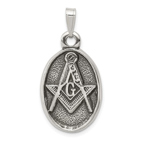 Sterling silver Antiqued Masonic pendant