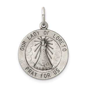 Sterling Silver Antiqued our Lady of Loreto medal