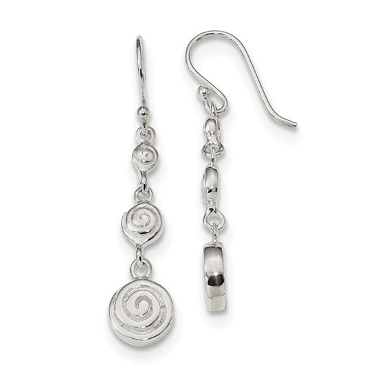 Sterling silver spiral shepard hook earrings