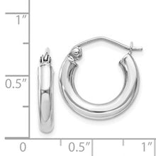 Load image into Gallery viewer, Sterling Silver Rhodium-plated 3mm Round Hoop Earrings