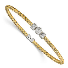 Load image into Gallery viewer, Sterling Silver Gold-tone CZ Woven Cuff