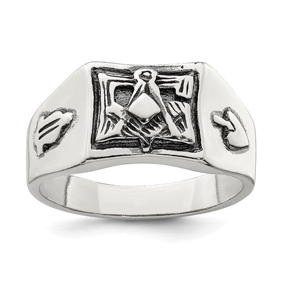 Sterling silver Antiqued Masonic ring