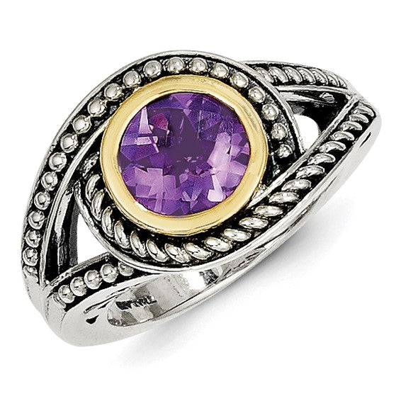 Sterling Silver with 14k Amethyst Ring