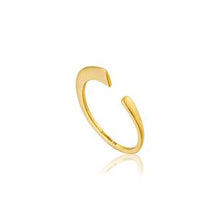 Load image into Gallery viewer, Gold Geometry Curved Adjustable Ring