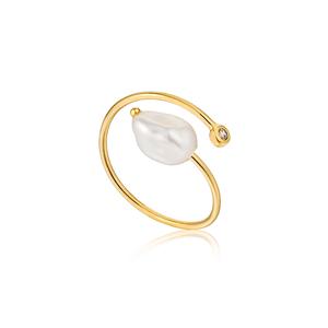 Gold Pearl Twist Adjustable Ring
