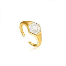 Load image into Gallery viewer, Compass Emblem Gold Adjustable Ring