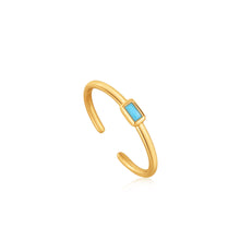 Load image into Gallery viewer, Turquoise Gold Band Adjustable Ring