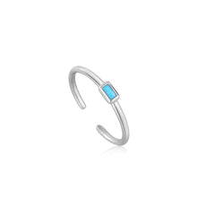 Load image into Gallery viewer, Turquoise Silver Band Adjustable Ring