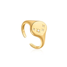 Load image into Gallery viewer, Gold Starry Kyoto Opal Adjustable Signet Ring
